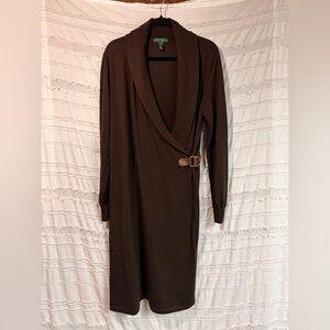 Ralph Lauren merino wool wrap dress with shawl collar *flaws